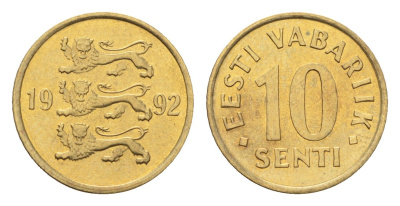 Эстония 10 сентов 1992 KM 22 латунь UNC 4668-633