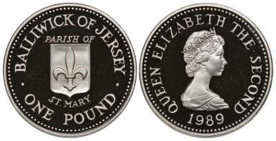 Джерси 1 фунт 1989 приход Сент-Мэри, тираж 2500 экземпляров KM 75a серебро PROOF 272-324
