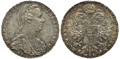 Австрия 1 талер 1780 SF, Мария Терезия, официальный рестрайк KM Т1 серебро 443-1314