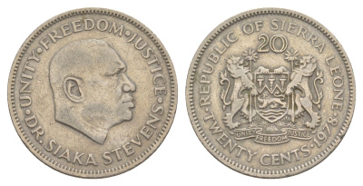 Сьерра-Леоне 20 центов 1978 KM 30 медно-никель 4641-1211