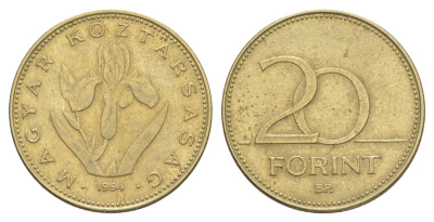 Венгрия 20 форинтов 1994 BP KM 696 никель латунь 4648-1011