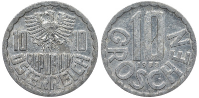 Австрия 10 грошей 1983 KM 2878 алюминий 4122-415