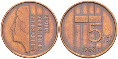 НИДЕРЛАНДЫ 5 ЦЕНТОВ 1983 БЕАТРИКС KM 202 бронза 4547-765