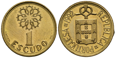 Португалия 1 эскудо 1992 KM 631 никель латунь 4164-1066