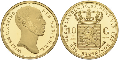 Голландия 10 ГУЛЬДЕНОВ 1842 РЕПЛИКА ИЗВЕСТНОЙ МОНЕТЫ PROOF 1096-4-53