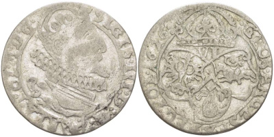 Польша 6 грошей (шостак) 1626 Сигизмунд III Ваза (1587-1632), великий подскарбий  Иероним Лигезый (1624-1632) герб Пулкозиц, вес 3,51 гр. Gumowski 1167 серебро 1517-933