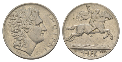 Албания 1 лек 1931 L, Зогу I KM 5 никель 4646-1034