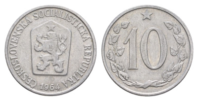 Чехословакия 10 геллеров 1964 KM 49.1 алюминий 4633-646
