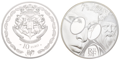 Франция набор из 2 монет (10 евро) 2021 Гарри Поттер - Гарри Потер и Альбус Дамблдор, Сова Букля, в оригинальной упаковке, с сертификатом, тираж 5.000 экземпляров KM 2963 и 2964 серебро PROOF 8-2-01-64