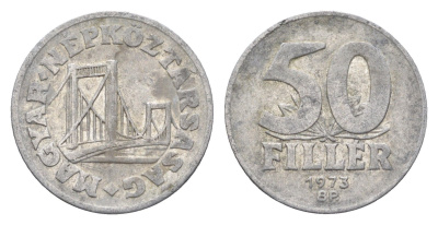 Венгрия 50 филлеров 1973 BP мост Елизаветы в Будапеште KM 574 алюминий 4665-119