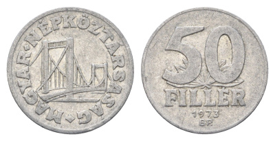 Венгрия 50 филлеров 1973 BP мост Елизаветы в Будапеште KM 574 алюминий 4668-236