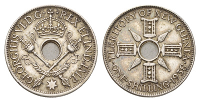 Новая Гвинея 1 шиллинг 1938 Георг VI KM 8 серебро 87-216