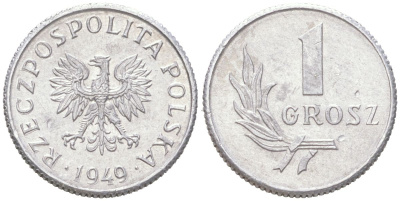 Польша 1 грош 1949 Y 39 алюминий UNC 4614-558