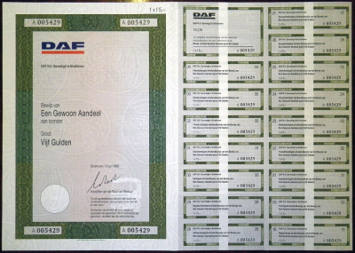 Нидерланды, DAF облигация в 5 гульденов 1989 бумага 5553-28