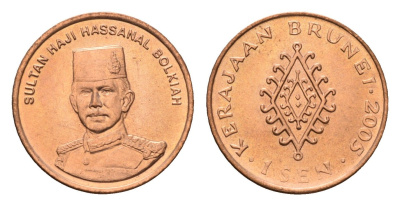 Бруней 1 сен 2005 Хассанал Болкиах KM 34 сталь плакированная медью UNC 4679-724