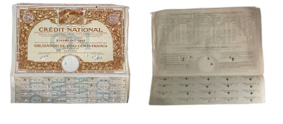 Франция государственная облигация в 500 франков 1919 20 купонов бумага 5554-20-1-2