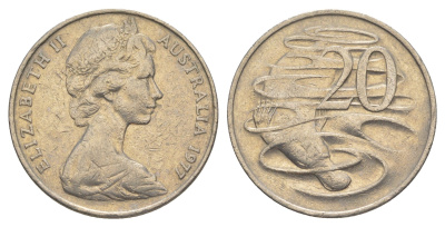 Австралия 20 центов 1977 Елизавета II (1952-2022), утконос KM 66 медно-никель 4381-511