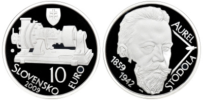 Словакия 10 евро 2009 Аурель Стодола (1859-1942), 150 лет со дня рождения KM 108 серебро PROOF 7-5-5-20