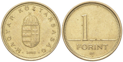 Венгрия 1 форинт 2002 BP KM 692 никель латунь aUNC 4611-1262