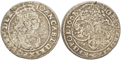 Польша 6 грошей (шостак) 1663 A-T, Ян II Казимир (1648-1668), вес 2,91 гр KM 91, Kopinski 136.5b серебро 1517-815