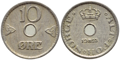 НОРВЕГИЯ 10 ЭРЕ 1925 KM 383 медно-никель 4396-359