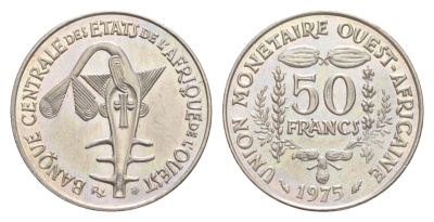 Западная Африка (BCEAO) 50 франков 1975 KM 6 медно-никель UNC 4651-912