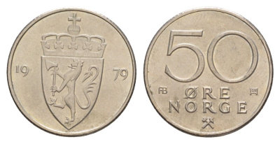 Норвегия 50 эре 1979 Улаф V (1957-1991) KM 418 медно-никель UNC 4635-451
