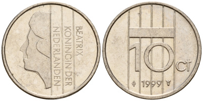 Нидерланды 10 центов 1999 Беатрикс (1980-2013) KM 203 никель    4598-418