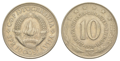 Югославия 10 динаров 1978 KM 62 медно-никель 4364-3815