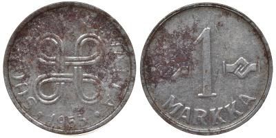 Финляндия 1 марка 1953 KM 36 железо 4164-127