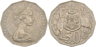 Австралия 50 центов 1980 Елизавета II (1952-2022), герб, кенгуру KM 68 медно-никель 4364-3812