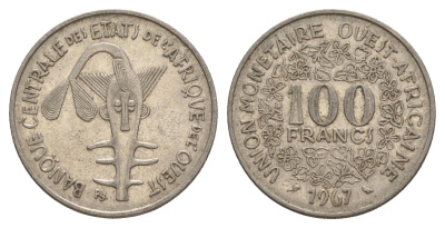 Западная Африка (BCEAO) 100 франков 1967 KM 4 никель 4650-746