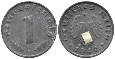 ГЕРМАНИЯ 1 РЕЙХСПФЕННИГ 1940 D KM 97, J. 369 цинк 39-1158