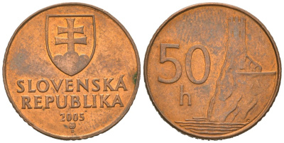 Словакия 50 геллеров 2005 MK KM 35 сталь плакированная медью UNC 4618-315