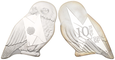 Франция 10 евро 2021 Гарри Поттер - Гарри Поттер - Сова Букля, в оригинальной упаковке, с сертификатом, тираж 5.000 экземпляров KM 2964 серебро PROOF 8-2-01-46