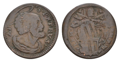 Папская Область, Губбио 1 каттрино 1730-1740 Святой Петр, Климент XII (1730-1740) медь 5010-323