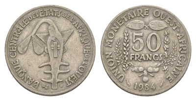 Западная Африка (BCEAO) 50 франков 1984 KM 6 медно-никель 4611-352