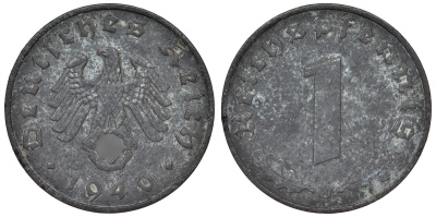 Германия 1 рейхспфенниг 1940 J KM 97, J. 369 цинк 4124-212
