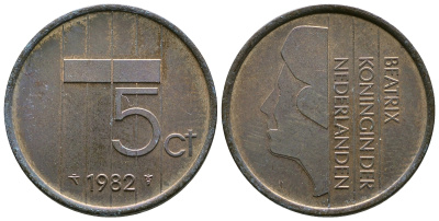 Нидерланды 5 центов 1982 Беатрикс (1980-2013) KM 202 бронза 4175-754