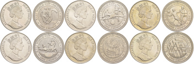 Остров Мэн полный набор из 6 монет (1 крона) 1986 чемпионат мира по футболу 1986 года в Мексике KM 160, 161, 162, 163, 164 и 165 медно-никель BU 74-1325-1335