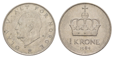 Норвегия 1 крона 1984 Улаф V (1957-1991) KM 419 медно-никель aUNC 4635-722