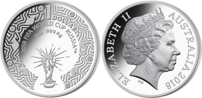 Австралия 1 доллар 2018 чемпионат мира по футболу в России KM NEW серебро PROOF 11-091-34