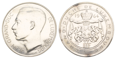 Люксембург 100 франков 1964 Жан (1964-2000) KM 54 серебро UNC 413-2744