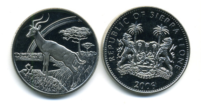 Сьерра-Леоне 1 доллар 2006 серия защита окружающей среды, антилопа KM NEW медно-никель UNC M3-15