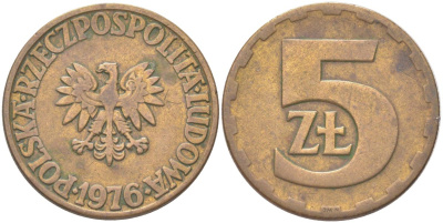 Польша 5 злотых 1976 Y 81.1 латунь 4122-657