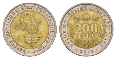 Западная Африка (BCEAO) 200 франков 2010 KM 14 биметалл 4656-935