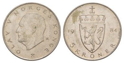 Норвегия 5 крон 1984 Улаф V (1957-1991) KM 420 медно-никель 4162-621