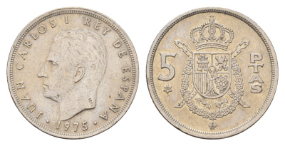 Испания 5 песет 1975 (80) Хуан Карлос I (1975-2014) KM 807 медно-никель 183-223