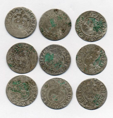 ПОЛЬША ЛОТ ИЗ 9 МОНЕТ В ПОЛТАРАК XVII век серебро M12-2-2