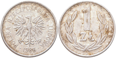 Польша 1 злотый 1986 Y 49.2 алюминий 4122-726